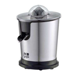 Muvip Exprimidor Electrico Inox 300W - Cuerpo y Filtro de Acero Inoxidable - Sistema Antigoteo - 2 TamaÃ±os de Conos