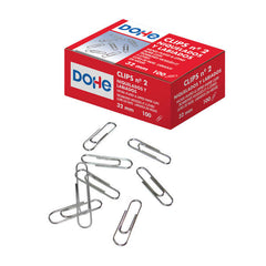 Dohe Pack de 100 Clips Labiados NÂº2 32mm - Niquelados