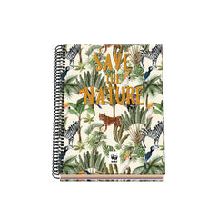 Dohe WWF Save the Nature Cuaderno Espiral Tapa Dura - TamaÃ±o A5 de 100 Hojas 90gr - Hojas Microperforadas con 2 Taladros - Cuadricula 5mm