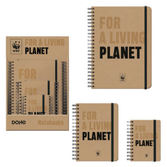 Dohe WWF Classic Expositor de 12 Cuadernos Espiral Wireo - TamaÃ±os A4, A5 y A6 - 96 Hojas Lisas en Papel Ahuesado de 80 g/m2 - Cierre con Goma Elastica