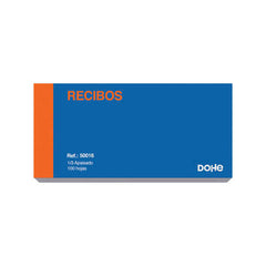 Dohe Talonario de Recibos - Tercio Apaisado - 100 Hojas Preimpresas a 2 Tintas - Sencillo