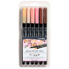 Lyra Aqua Brush Duo Skin Tones Pack 6 Rotuladores de Doble Punta - Punta Pincel 4mm, Punta Fina 2mm - Tinta Base de Agua - Colores Basados en Tonos de Piel