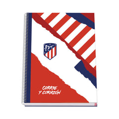 Dohe Atletico de Madrid Coraje y Corazon Cuaderno Espiral con Cubierta en Carton Forrado - TamaÃ±o A4 de 100 Hojas 90gr - Hojas Microperforadas con 4 Taladros - Cuadricula 5mm