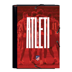 Dohe Atletico de Madrid Atleti Carpeta de Carton Forrado Plastificado - 3 Solapas - TamaÃ±o Folio - Guardas Impresas - Cierre de Goma Elastica