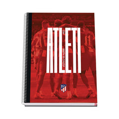 Dohe Atletico de Madrid Atleti Cuaderno Espiral con Cubierta en Carton Forrado - TamaÃ±o A4 de 100 Hojas 90gr - Hojas Microperforadas con 4 Taladros - Cuadricula 5mm