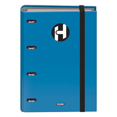 Dohe Serie Icon Carpeta de 4 Anillas Formato A4 con Recambio de 100 Hojas de 90 gr y 4 Taladros - Cierre con Goma Elastica - Anillas de 35mm - Color Azul