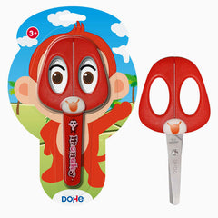 Dohe Tijera Escolar para NiÃ±os - Acero Inoxidable - Puntas Redondeadas - Funda para las Hojas - DiseÃ±o Mono