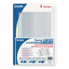 Dohe Pack de 5 Cubiertas Protectoras de Libros - Solapa Adhesiva Reposicionable - TamaÃ±o 30x53cm - Material PVC 120 micras