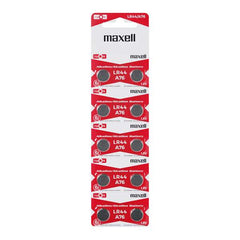 Maxell Pack de 10 Pilas Alcalinas de Boton LR44 1.5V