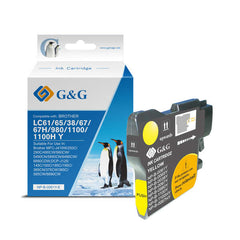 G&G Brother LC980/LC1100 Amarillo Cartucho de Tinta Generico - Reemplaza LC980Y/LC1100Y