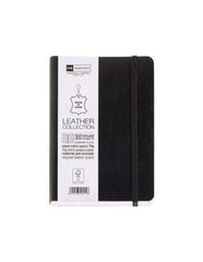Miquel Rius Leather 1839 Cuaderno Flexible 8Âº 300 Hojas con Indice - Cubiertas de Piel Reciclada - Cuadricula 5x5mm - Cierre con Goma Elastica - Color Negro
