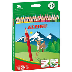 Pacote Alpino de 36 lápis de cor criativos - Chumbo de 3 mm resistente a quebras - Bandeja removível - Sortido de cores vivas e brilhantes