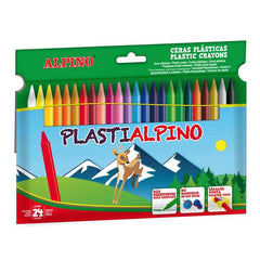 Alpino PlastiAlpino Pack con 24 Ceras para NiÃ±os - Material Resistente - No Manchan - Colores Brillantes - Colores Surtidos