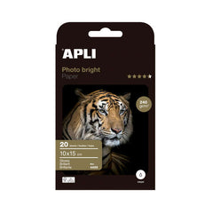 Apli Photobright Pack de 20 Hojas de Papel Fotografico 10x15cm 240g/mÂ² - Acabado Brillante - Apto para Impresoras Inkjet