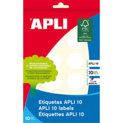 Apli Etiquetas 10 Blancas Ã˜ 25.0mm 10 Hojas