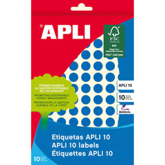 Apli Etiquetas 10 Azules Ã˜ 10mm 8 Hojas