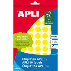 Apli Etiquetas 10 Amarillas Ã˜ 13mm 8 Hojas