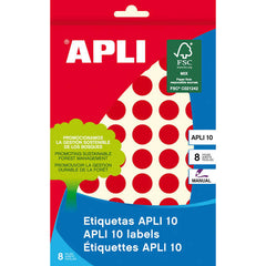 Apli Etiquetas 10 Rojas Ã˜ 13mm 8 Hojas