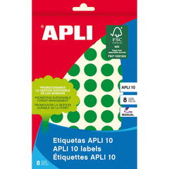 Apli Etiquetas 10 Verdes Ã˜ 13mm 8 Hojas