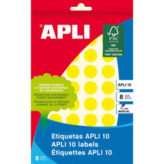 Apli Etiquetas 10 Amarillas Ã˜ 16mm 8 Hojas