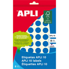 Apli Etiquetas 10 Azules Ã˜ 16mm 8 Hojas