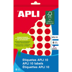 Apli Etiquetas 10 Rojas Ã˜ 16mm 8 Hojas
