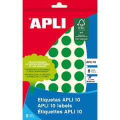Apli Etiquetas 10 Verdes Ã˜ 16mm 8 Hojas