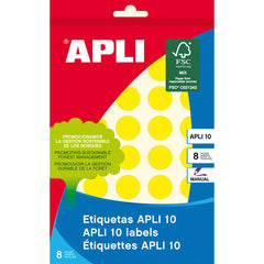 Apli Etiquetas 10 Amarillas Ã˜ 19mm 8 Hojas
