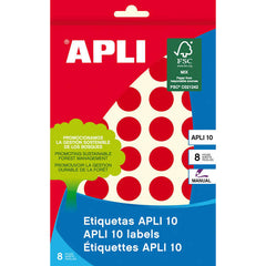 Apli Etiquetas 10 Rojas Ã˜ 19mm 8 Hojas