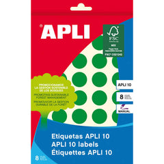 Apli Etiquetas 10 Verdes Ã˜ 19mm 8 Hojas