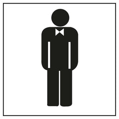 Apli Pegatina en PVC para SeÃ±alizacion de Lavabo Caballeros - Medidas 114x114mm - Adhesivo Permanente - Dibujo Negro sobre Fondo Blanco