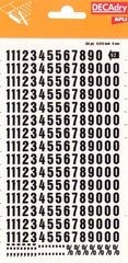 Apli Numeros Transferibles - 8mm - Faciles de Aplicar - Resistentes al Agua - Negros