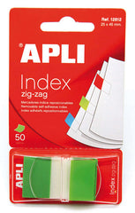 Apli Indices Adhesivos Film Zigzag 45x25mm - Dispensador de 50 Indices - Adhesivo de Calidad - Facil de Despegar - DiseÃ±o Zigzag - Verdes