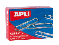 Apli Clips Alambre NÂº 1Â½ (26mm) - Acabado Niquel Brillante - Alta Resistencia a la Oxidacion - Caja con 100 Clips
