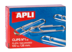 Apli Clips Alambre NÂº 1Â½ - 26mm - Acabado Galvanizado Plata - 100 Unidades por Caja - Organizacion Perfecta