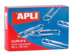 Apli Clips Alambre NÂº 4 - 50mm - Acabado Galvanizado Plata - 80 Unidades por Caja - Organiza tus Documentos