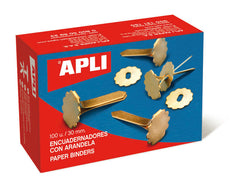 Apli Pack de 100 Encuadernadores Metalicos con Arandela 18mm - Aptos para todo Tipo de Documentos - Incluyen Arandela para Embellecer y Evitar Rozaduras