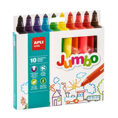 Apli Kids Rotuladores Jumbo Triangulares - Ã˜ 16.7x140 mm - Punta Maxi Bloqueada de Ã˜ 9.6 mm - Colores Surtidos - Lavables y No Toxicos
