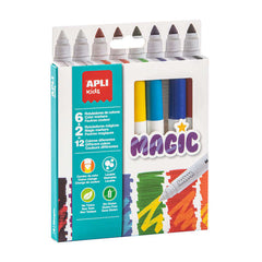Apli Kids Rotuladores Magic - Ã˜ 14.4x137 mm - Cambio de Color con 2 Blancos - Cuerpo Cilindrico y Punta Redonda Bloqueada de Ã˜ 7.5 mm - Tinta de Larga Duracion