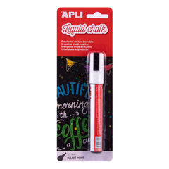 Apli Rotulador de Tiza Liquida - Punta Redonda de 5.5mm - Facil de Borrar con PaÃ±o Humedo - Secado Rapido y Uso Sencillo - Base Agua Libre de Toxicos - Color Blanco
