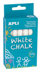 Apli Pack de 10 Tizas Blancas Redondas - TamaÃ±o Ã˜ 9 x 80mm - Bajo en Residuo y sin Polvo - Ideal para Escribir, Dibujar y Colorear en Pizarras y Pavimentos - Uso Escolar