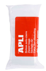 Apli Pack de 100 Bolsas con Zip Auto Cierre Transparentes - TamaÃ±o 40x60mm - Cierre Seguro y Facil Manipulacion - Aptas para Uso Alimenticio - Ideales para Guardar Alimentos y Objetos Cotidianos
