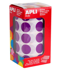 Apli Gomets Redondos Lila Ã˜ 20mm - 59 Hojas Pretroqueladas - 1770 Gomets por Rollo - Ideal para Escuelas y Talleres Infantiles