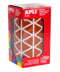 Apli Rollo con 2.832 Gomets Triangulares 20x20x20mm - 59 Hojas Pretroqueladas - Ideal para Escuelas y Talleres Infantiles - Adhesivo Base Agua y Libre de Disolventes - Color Marron