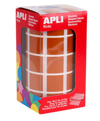 Apli Rollo con 1.770 Gomets Cuadrados 20x20mm - 59 Hojas Pretroqueladas - Ideal para Actividades Infantiles - Normas EN-71 y FSC - Adhesivo Base Agua - Color Marron