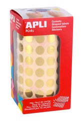 Apli Gomets Redondos de Ã˜ 10.5mm en Oro Metalizado - 59 Hojas Pretroqueladas - 5192 Gomets por Rollo - Ideal para Actividades Infantiles - Cumple con Normas de Calidad y Seguridad