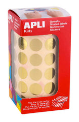 Apli Gomets Redondos Oro Metalizado - Ã˜ 15mm - 2832 Gomets por Rollo - Adhesivo Permanente - Ideal para Escuelas y Talleres Infantiles