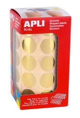 Apli Gomets Redondos Oro Metalizado - TamaÃ±o Ã˜ 20mm - Adhesivo Permanente - 1770 Gomets por Rollo - Ideal para Actividades Creativas y Educativas