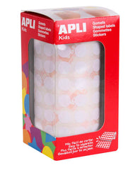 Apli Rollo con 5.192 Gomets Redondos Ã˜ 10.5mm - Adhesivo Permanente - Ideal para Desarrollar la Psicomotricidad Fina - Color Blanco