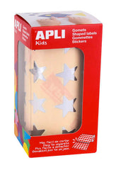 Apli Pack de1.416 Gomets con Forma de Estrella - TamaÃ±o 19.5mm - Adhesivo Base Agua - Normas EN-71 y FSC - Color Plata